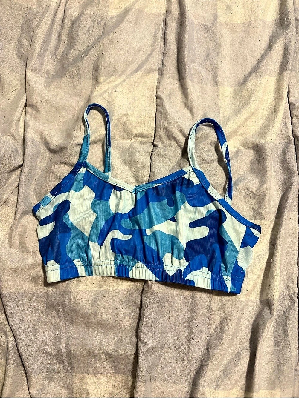 Blue & Green Camo Sports Bra